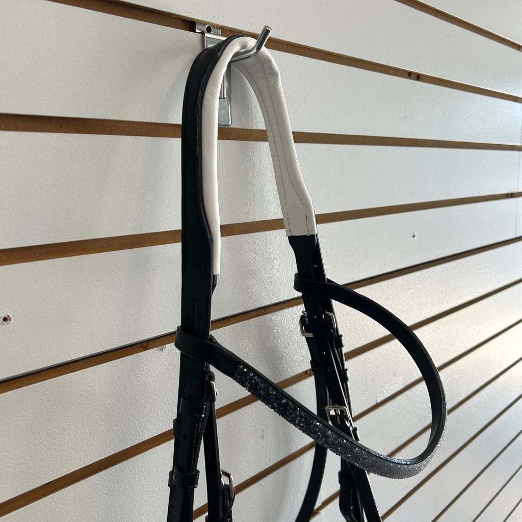 Comfort XS Patent Snaffle Bridle, Black Padding with Swarovski Fade Rocks