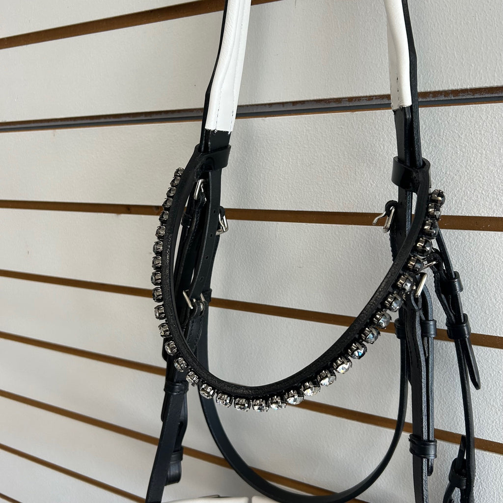 Comfort XS Patent Snaffle Bridle, White Padding with Thin Fade Browband